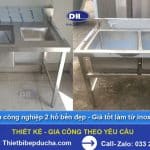 Chậu rửa công nghiệp 2 hố bền đẹp giá tốt làm từ inox cao cấp